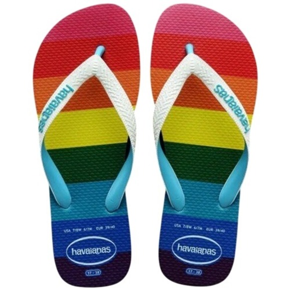 Havaianas Rainbow Pride Flip Flops Sandals Slides Beach Pool New Women's 11/12 - Picture 1 of 6
